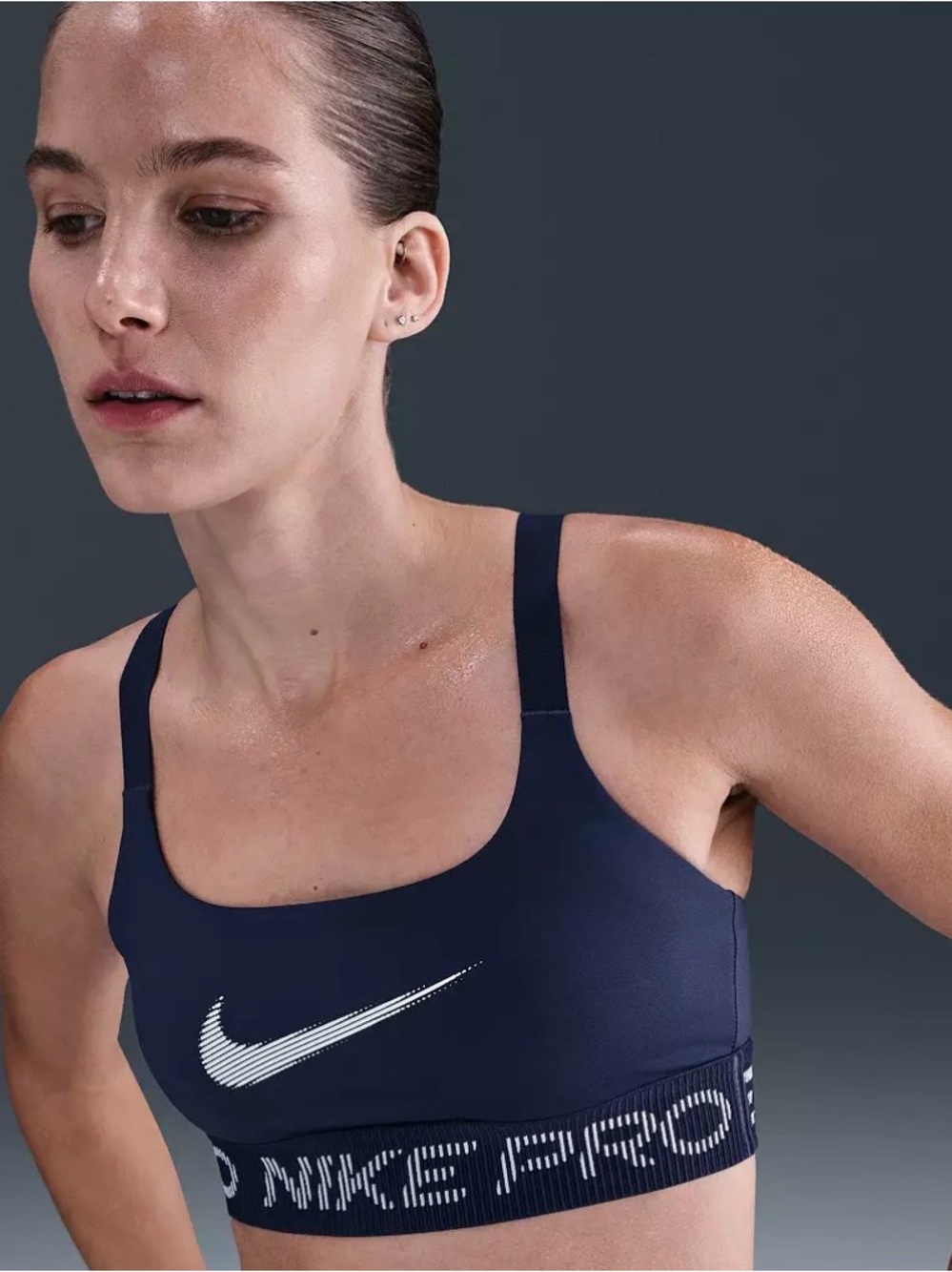 Nike Women's Large Pro Light-Support Non-Padded Sports Bra Blue/ White New